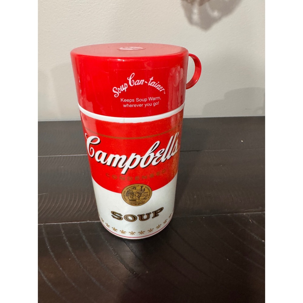 Campbells Soup Can-tainer Insulated Food Jar 340ml Red White Evriholder Vintage